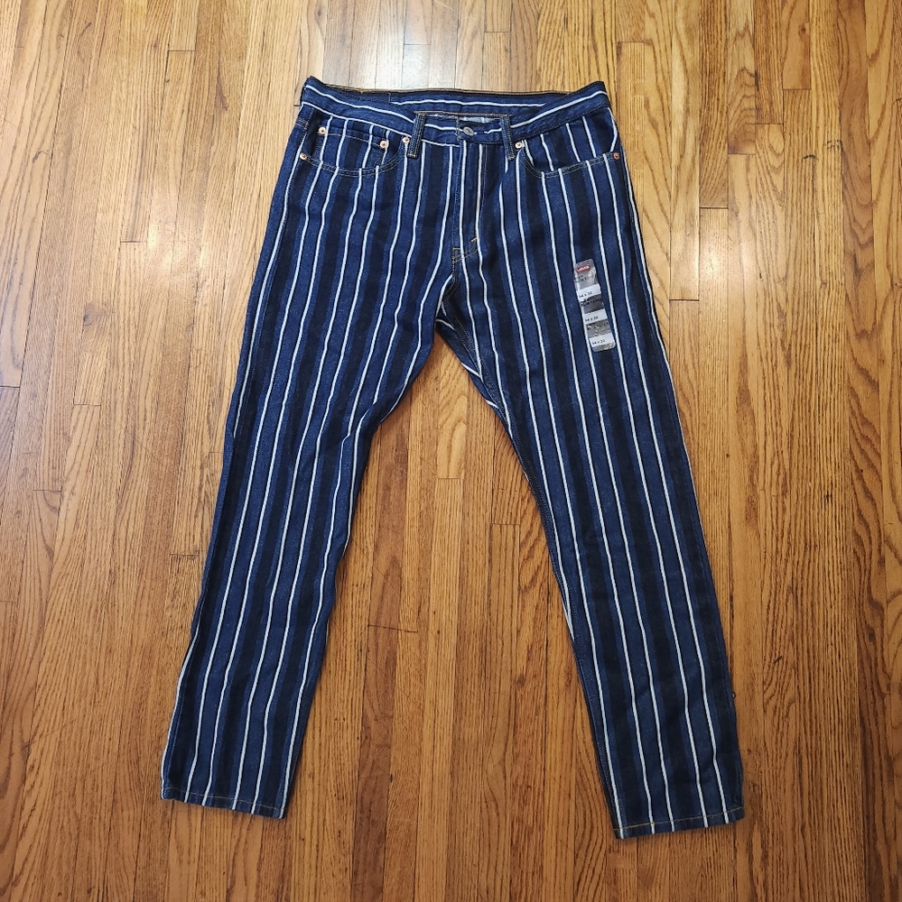 Levi's Blue and White Striped Slim Jeans